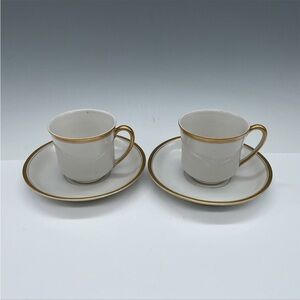 4 pcs Antique Nippon Hand Painted Porcelain Espresso Cup & Saucer White /‎ Gold